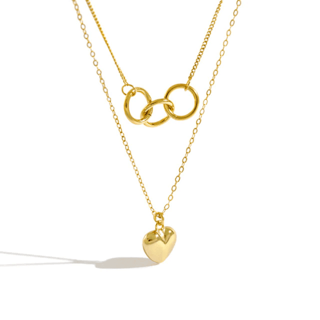 3 Lucky Rings Layering Heart Necklace – Azure Chic jewellery