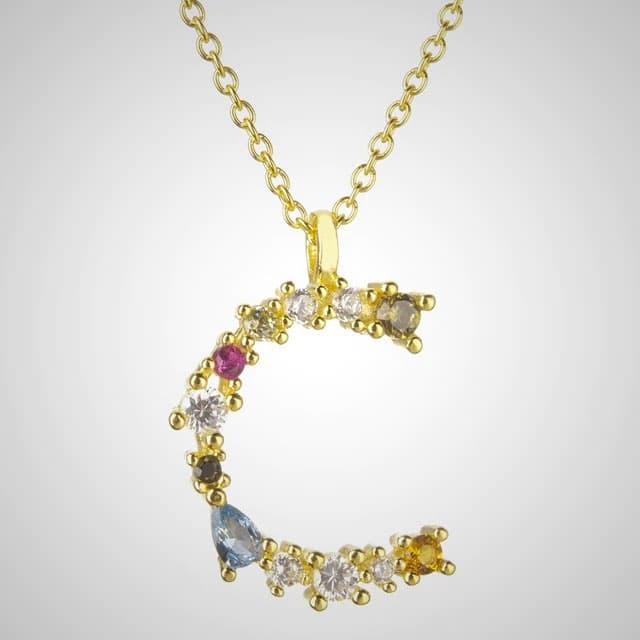 Initial Gold Necklace, second view – Azure Chic jewellery