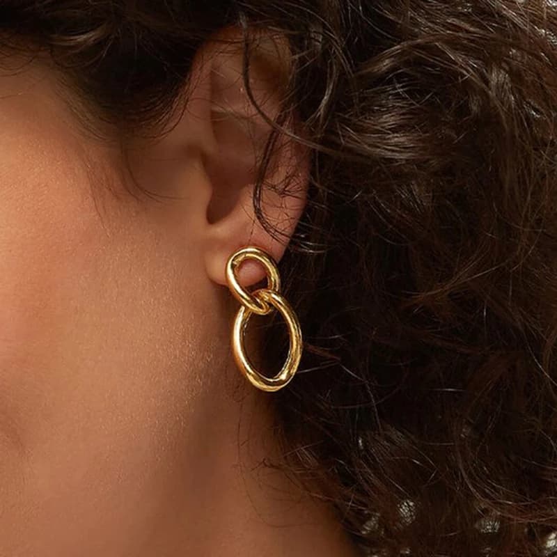 Loop Gold Earrings, second view – Azure Chic jewellery