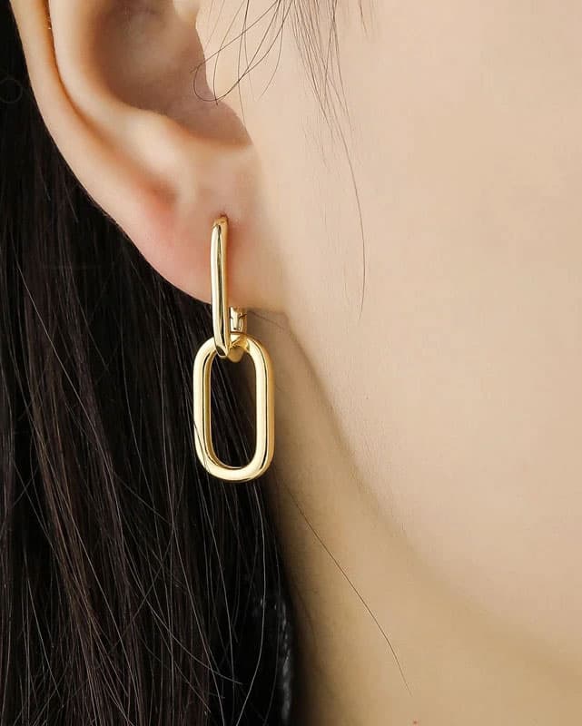 2 in 1 Oval Gold Hoops, second view – Azure Chic jewellery