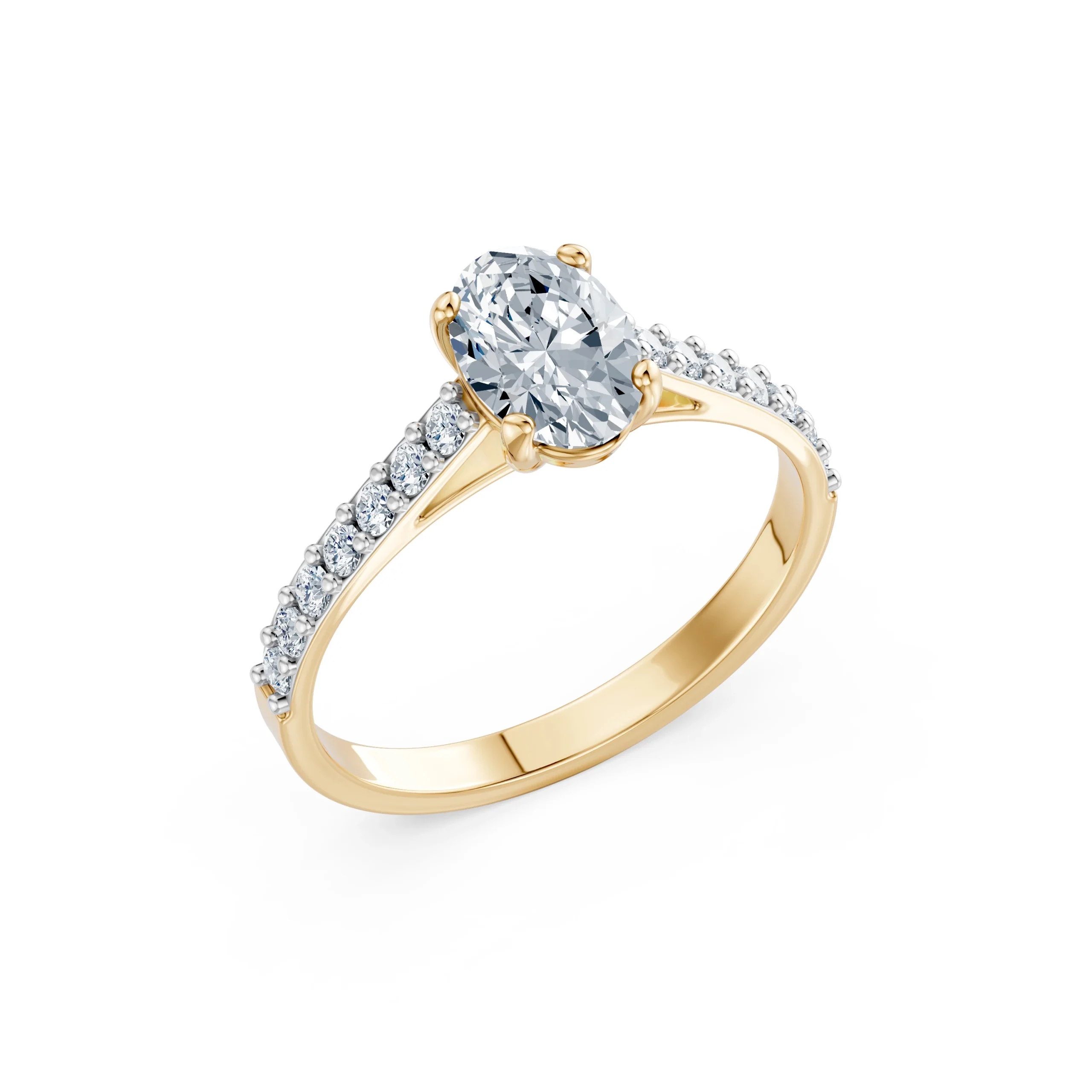 Thalassa 1.28 ct tw Oval Lab-Grown Diamond Engagement Ring with Pavé Band – Azure Chic fine jewellery