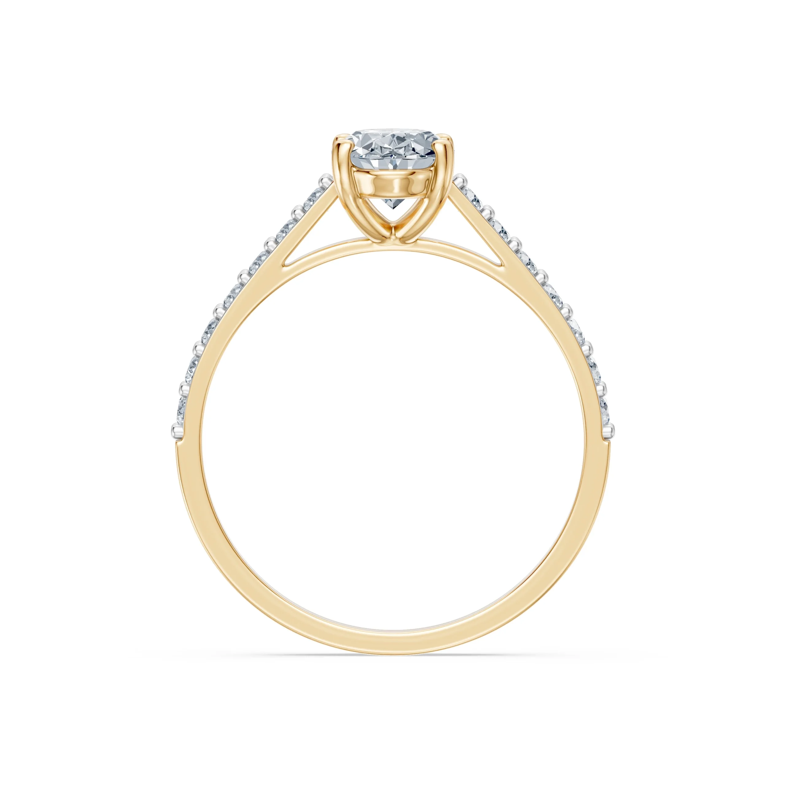 Thalassa 1.28 ct tw Oval Lab-Grown Diamond Engagement Ring with Pavé Band, second view – Azure Chic fine jewellery